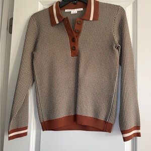 Veronica Beard Brown and Cream Button Down Shirt